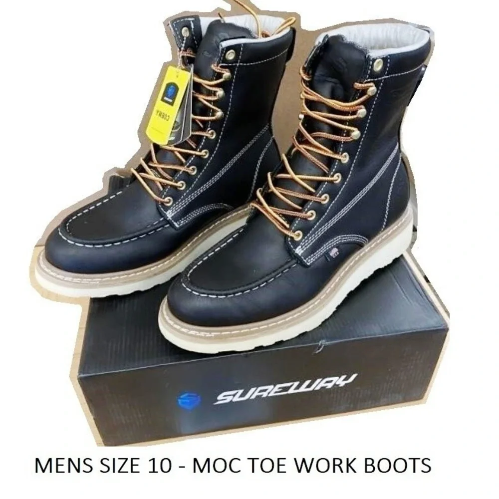Mens Black Sureway‎ Mac Toe Heavy Duty Non-Slip Work Boots Size 10